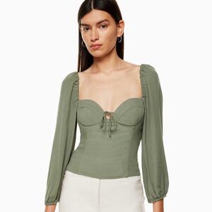 NWOT Aritzia Wilfred Novella Blouse Sage Green - Size XS